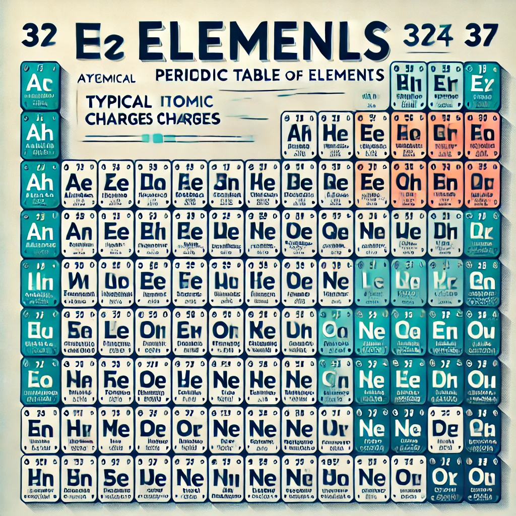 periodic table with charges